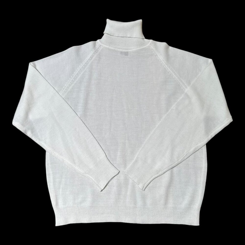 Vintage 70s 80s Montgomery Ward Acrylic White Turtleneck Raglan Sweater Womens L